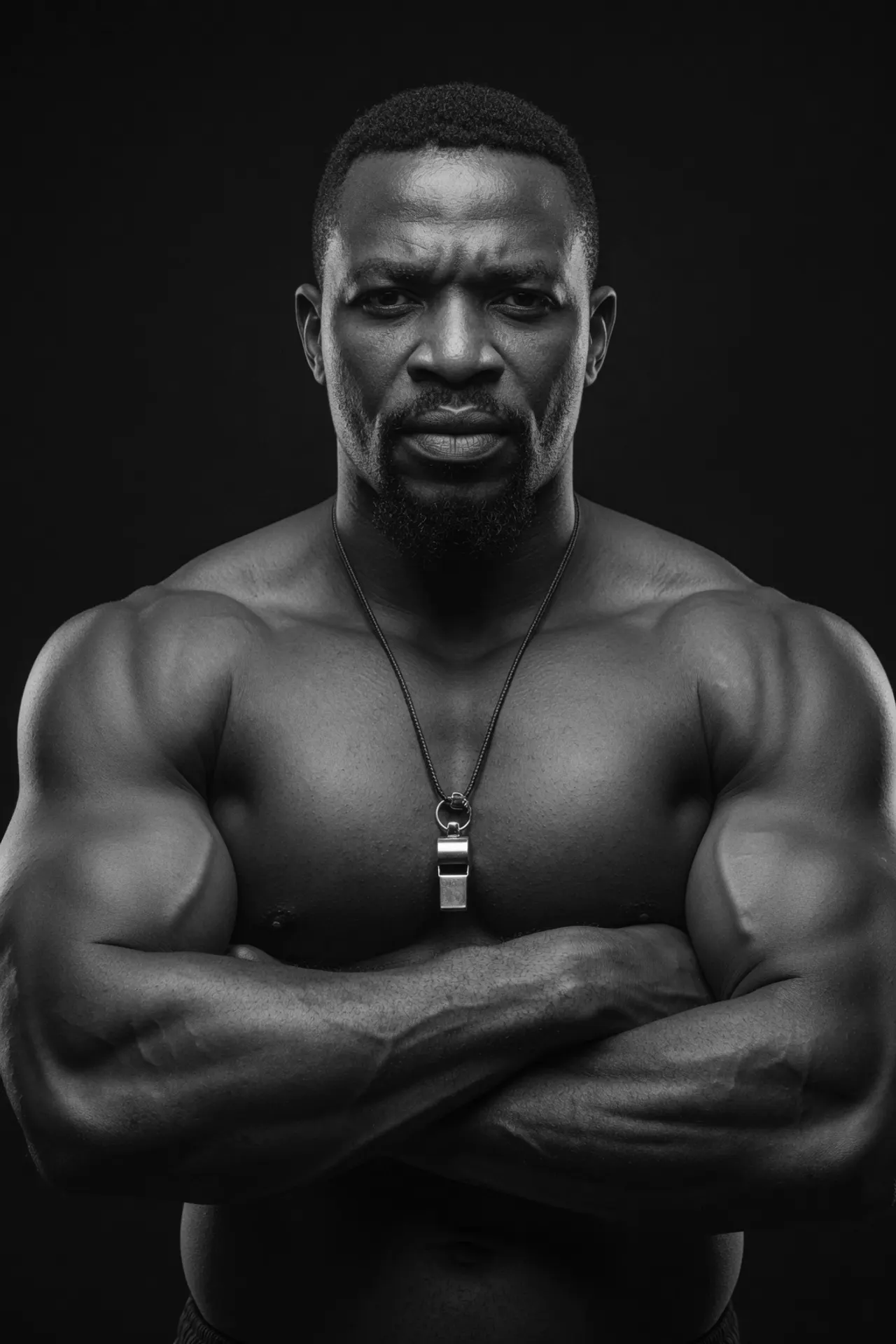 Portrait of head coach Sipho Ndlovu with crossed arms